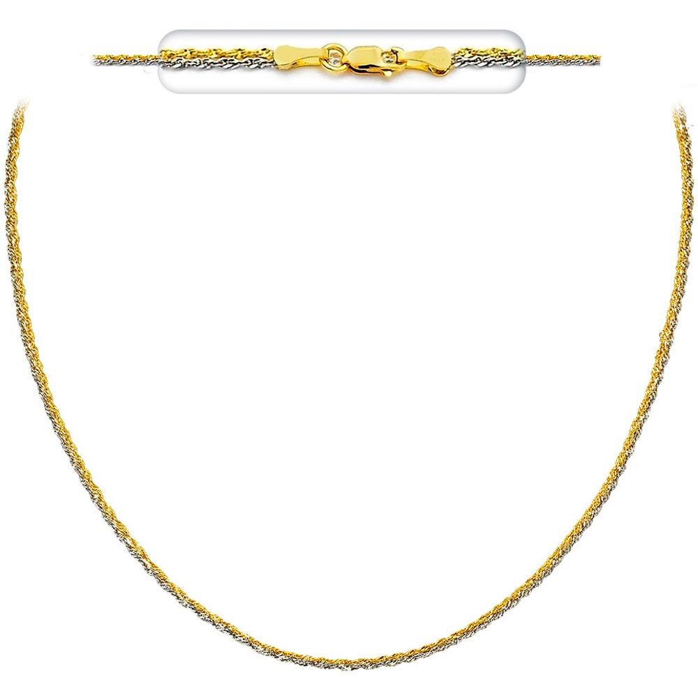 CHAIN Necklace Singapore Bicolor Double #2 45cm K14 Yellow and White Gold 2XSIG-025KW.45