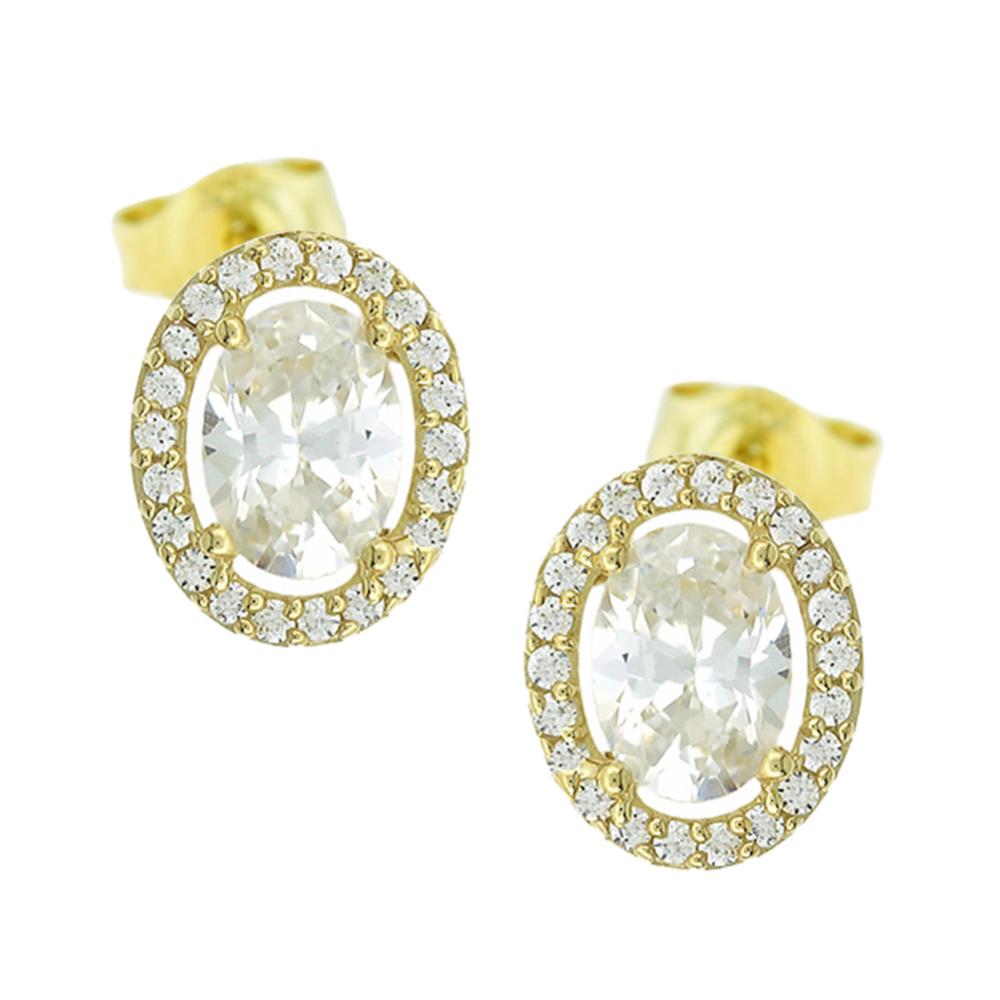 EARRINGS Halo Yellow Gold K9 with Zircon Stones 3SOY.4953SK