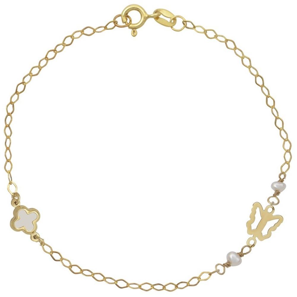 BRACELET SENZIO K9 Yellow Gold with Pearls 003115