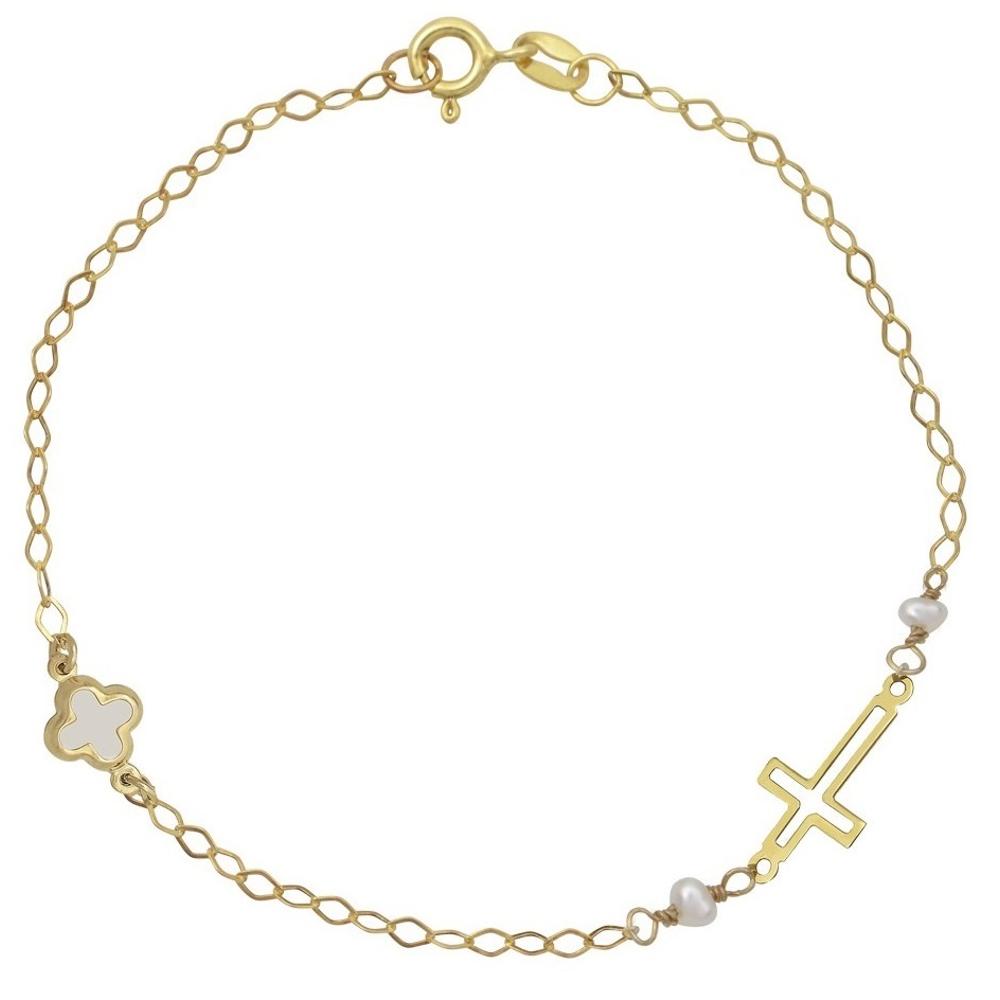 BRACELET SENZIO K9 Yellow Gold with Pearls 003116Y