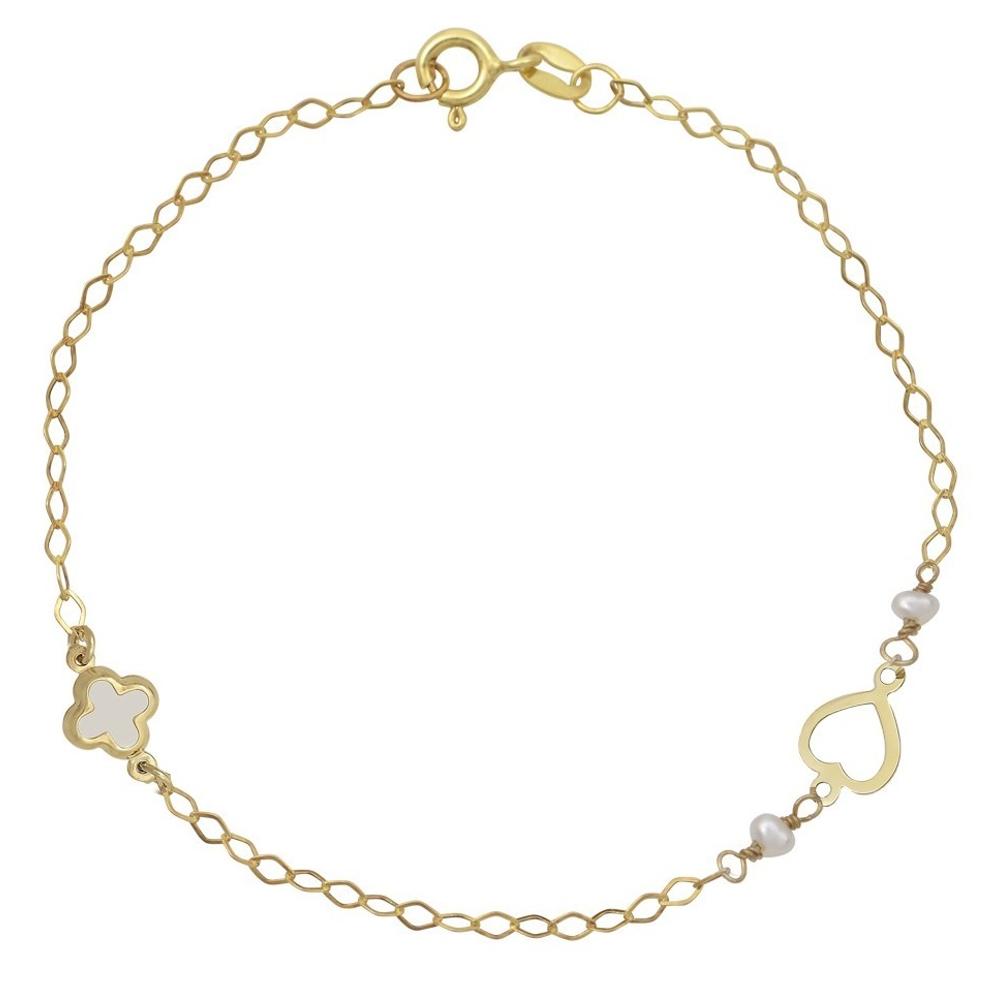 BRACELET SENZIO K9 Yellow Gold with Pearls 003117Y