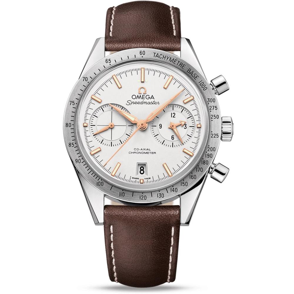 OMEGA Speedmaster '57 Co-Axial Chronometer Chronograph 41.5mm Silver Stainless Steel Brown Leather Strap 33112425102002