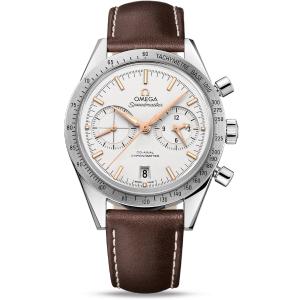 OMEGA Speedmaster '57 Co-Axial Chronometer Chronograph 41.5mm Silver Stainless Steel Brown Leather Strap 33112425102002 - 7640