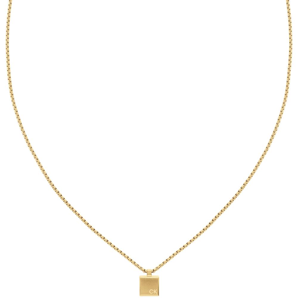 CALVIN KLEIN Minimalistic Squares Necklace Gold Stainless Steel 35000487