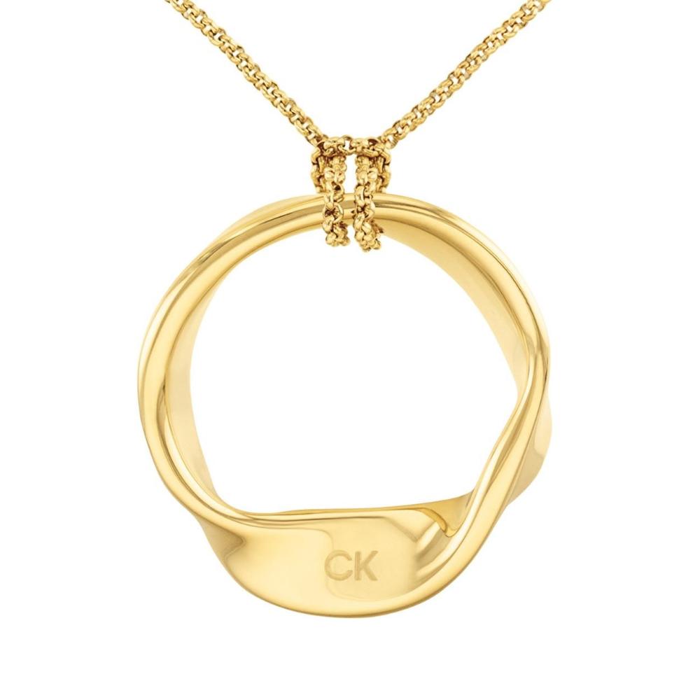 CALVIN KLEIN Scuptural NECKLACE Gold Plated Stainless Steel 35000526