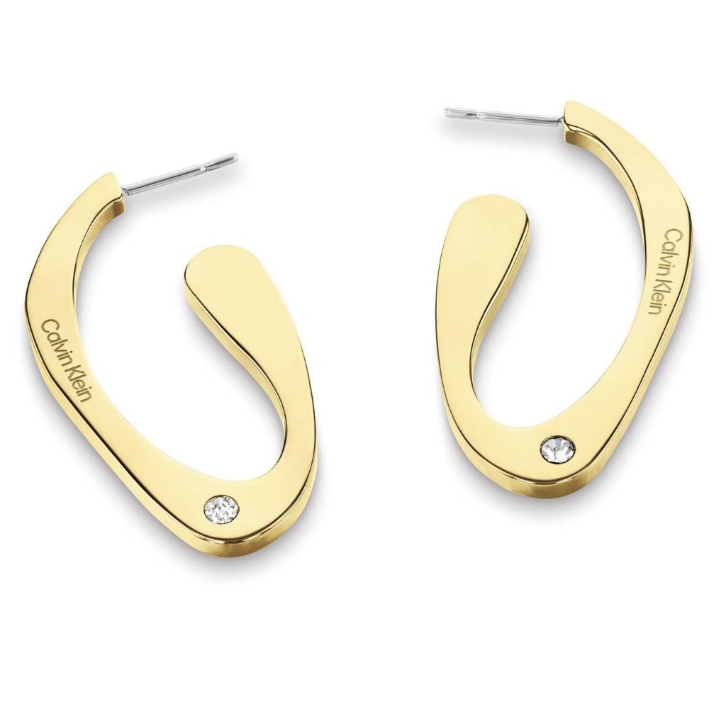 CALVIN KLEIN Harmonious Hoop Earrings Gold Plated Stainless Steel with Zircon Stones 35000688