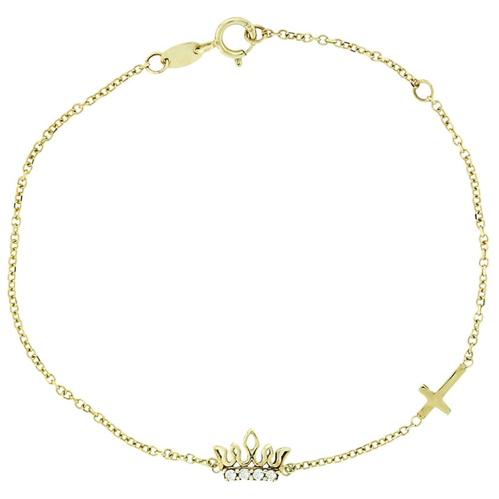 BRACELET Crown K9 Yellow Gold with Zircon Stones 3AB.462B