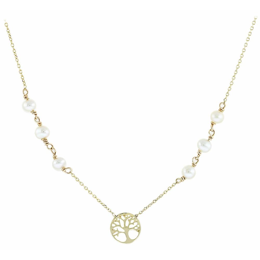 NECKLACE Tree of Life in Yellow Gold with 9K Chain and Pearls 3AB.04.384C