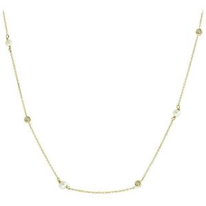 NECKLACE SENZIO Yellow Gold 9K with Zircon And Pearls Stones 3AB.05.415C - 16549