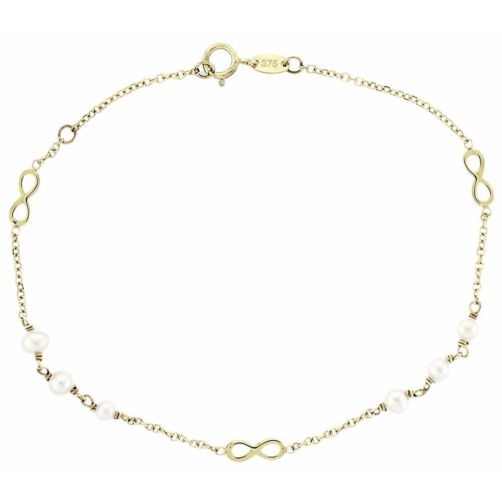 BRACELET Infinity Yellow Gold 9K with Pearls 3AB.03.461B