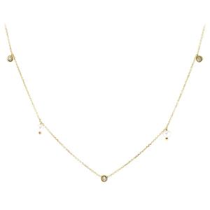 NECKLACE Women Yellow Gold K9 with Zircon Stones and Pearls 3AB.456C - 14137