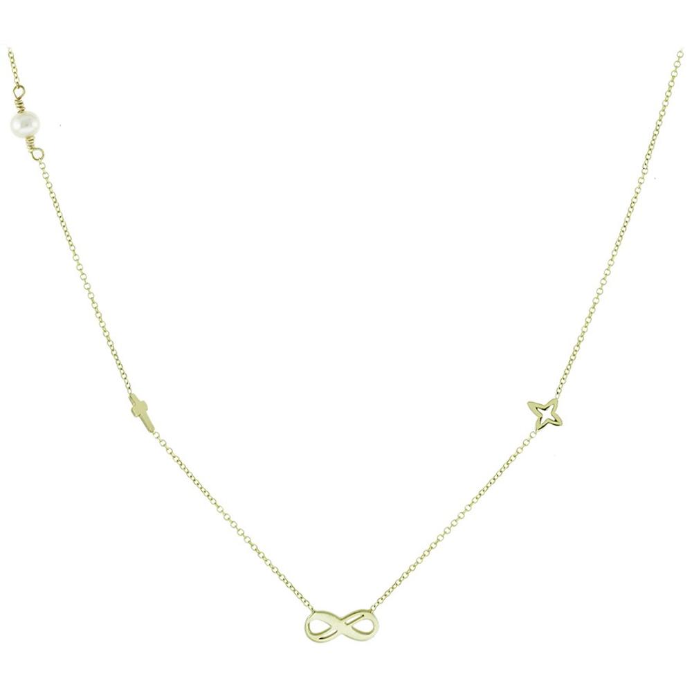 NECKLACE Infinite Yellow Gold 9K with Pearls 3AB.472MC