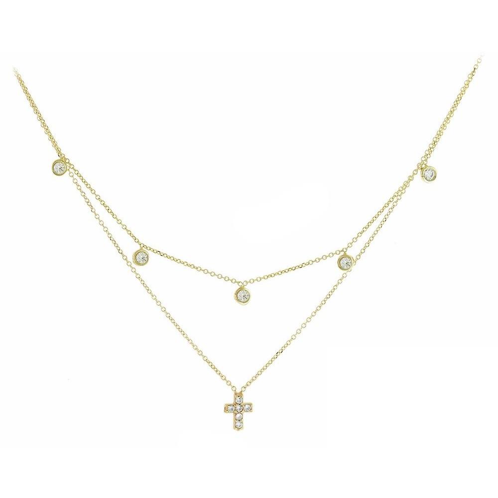 NECKLACE with Cross in Yellow Gold with Chain 9K and Zircon 3AB.02.523C