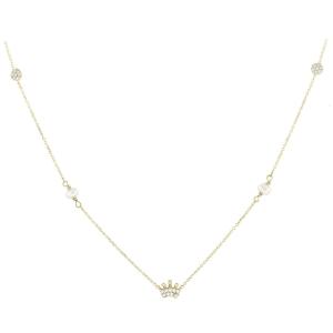 NECKLACE Crown SENZIO Collection K9 Yellow Gold with Zircon and Pearls 3AB.605C - 43897