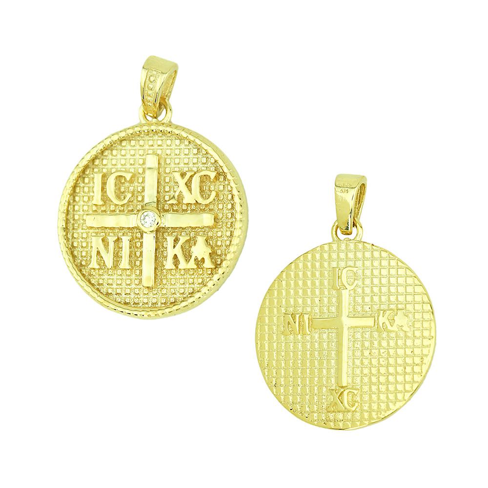 CHRISTIAN CHARMS Double Sided K9 Yellow Gold with Zircon 3KR.D342P