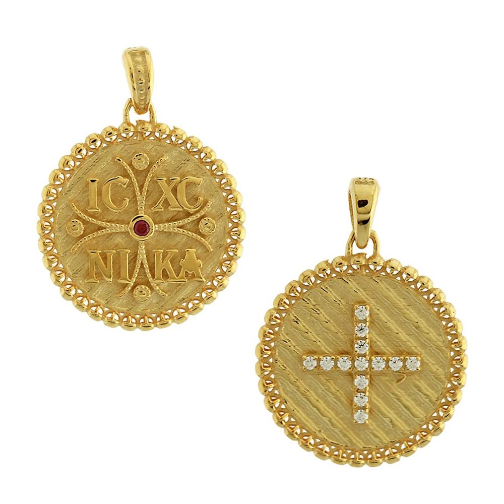 CHRISTIAN CHARMS Double Sided from 9K Yellow Gold with Zircon Stones 3KR.02.D399P