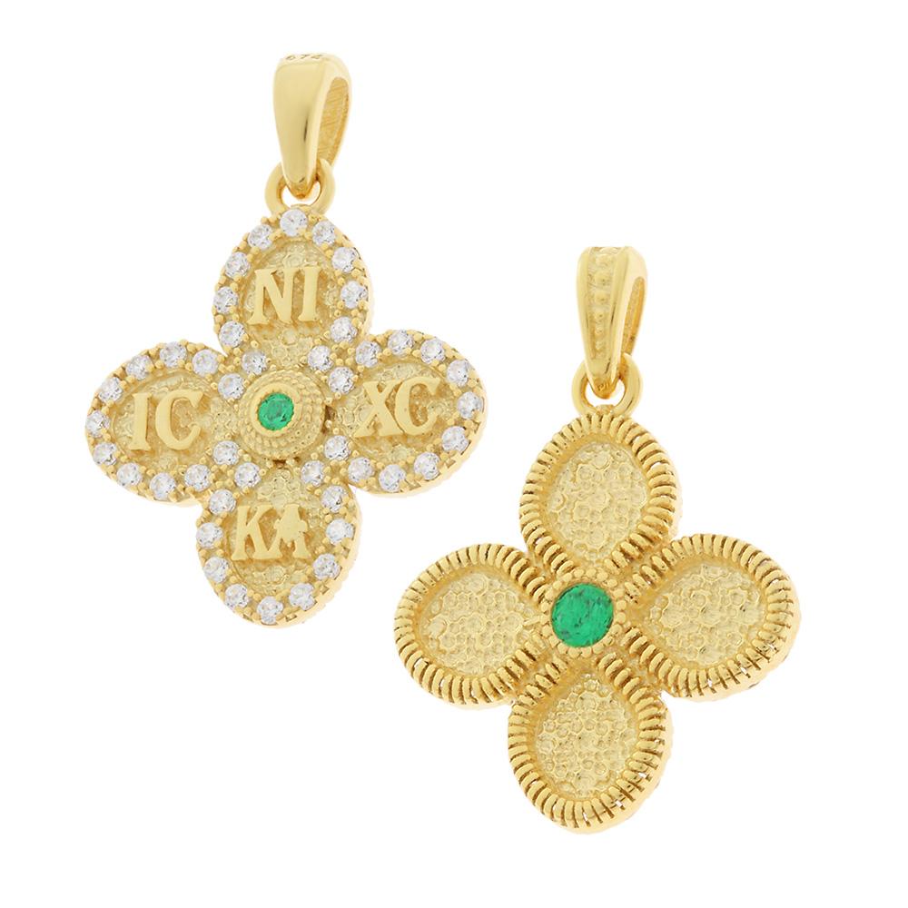 CROSS Byzantine Double Sided SENZIO Collection K9 Yellow Gold with Zircon Stones 3KR.D5490CR