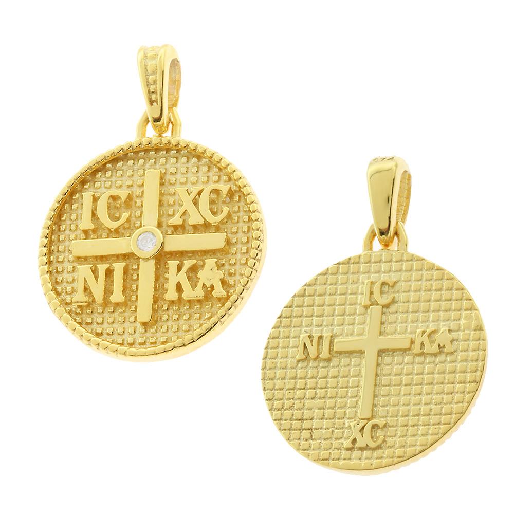 CHRISTIAN CHARMS Double Sided Amulet SENZIO Collection K9 Yellow Gold with Zircon Stones 3KR.D566P