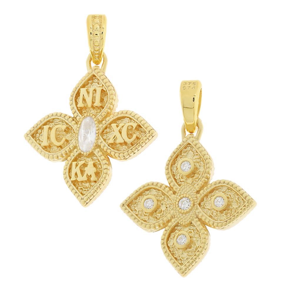 CROSS Byzantine Double Sided SENZIO Collection K9 Yellow Gold with Zircon Stones 3KR.D589CR