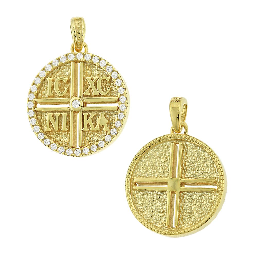 CHRISTIAN CHARMS Double Sided from K9 Yellow Gold with Zircon Stones 3KR.02.D355P