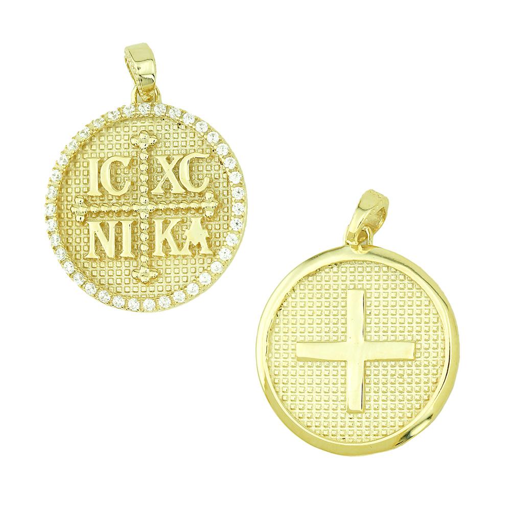 CHRISTIAN CHARMS Double Sided SENZIO Collection from K9 Yellow Gold with Zircon 3KR.06.D338P