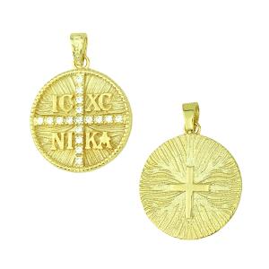 CHRISTIAN CHARMS Double Sided from K9 Yellow Gold with Zircon Stones 3KR.D341P - 14153