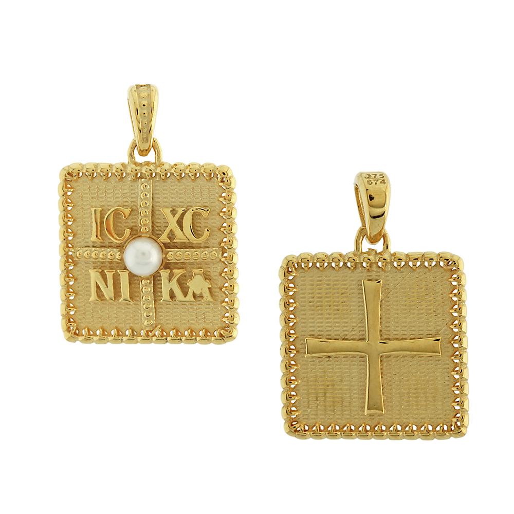 CHRISTIAN CHARMS Double Sided from Yellow Gold 9K with Pearl 3KR.D367P