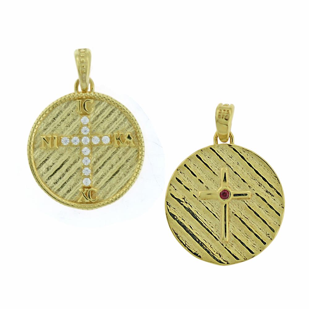 CHRISTIAN CHARMS Double Sided Made of Yellow Gold 9K with Zircon 3KR.D393P