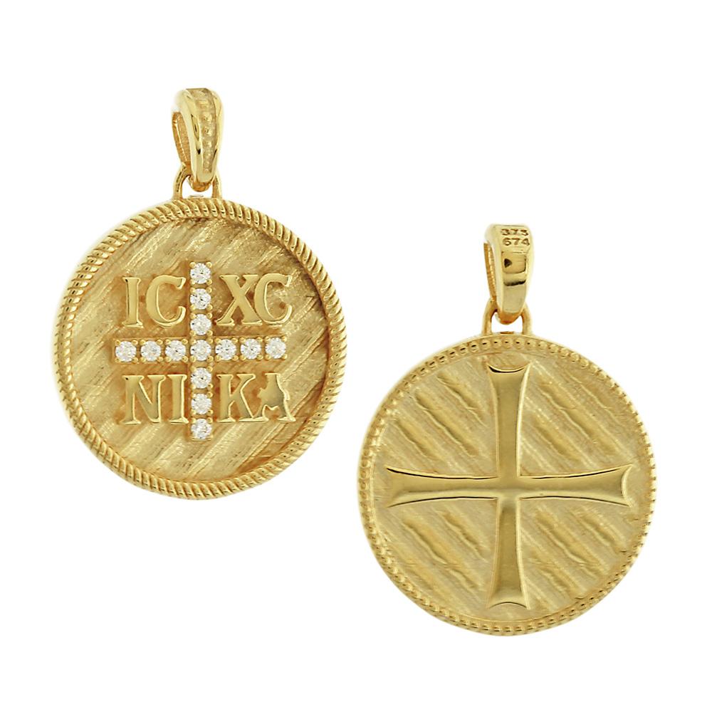 CHRISTIAN CHARMS Amulet SENZIO Collection Double Sided Made of Yellow Gold K9 with Zircon Stones 3KR.D394P