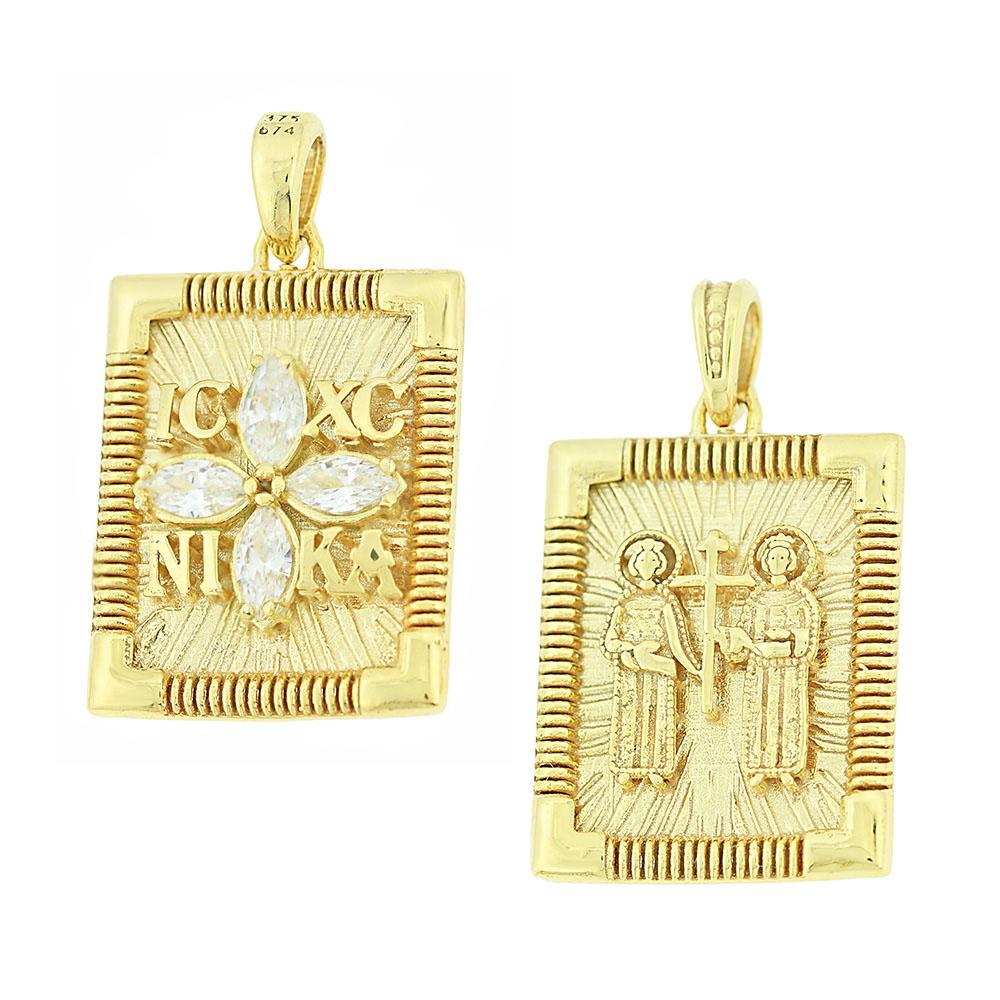 CHRISTIAN CHARMS Double Sided SENZIO Collection from K9 Yellow Gold with Zircon 3KR.D444P