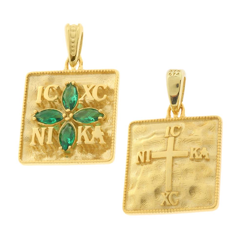 CHRISTIAN CHARMS Double Sided Amulet SENZIO Collection K9 Yellow Gold with Zircon Stones 3KR.D4491P