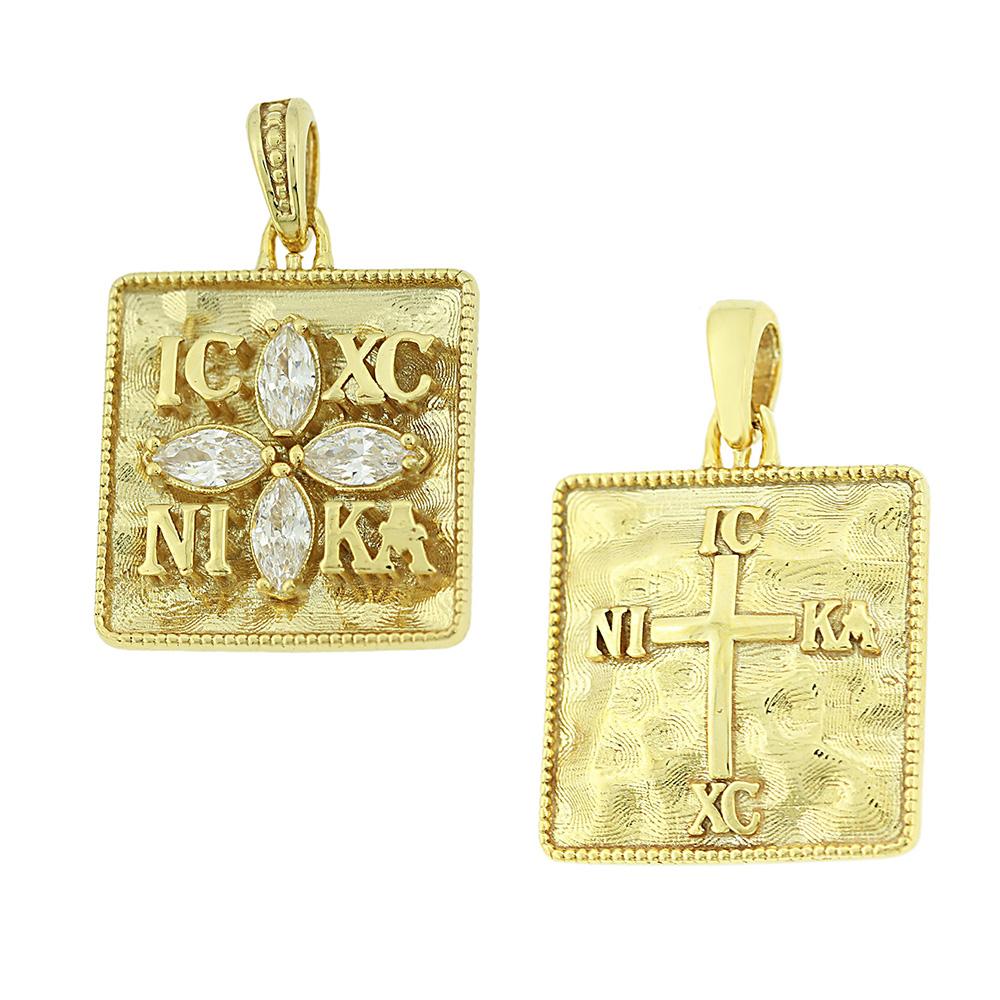 CHRISTIAN CHARMS Double Sided SENZIO Collection from K9 Yellow Gold with Zircon 3KR.01.D449P