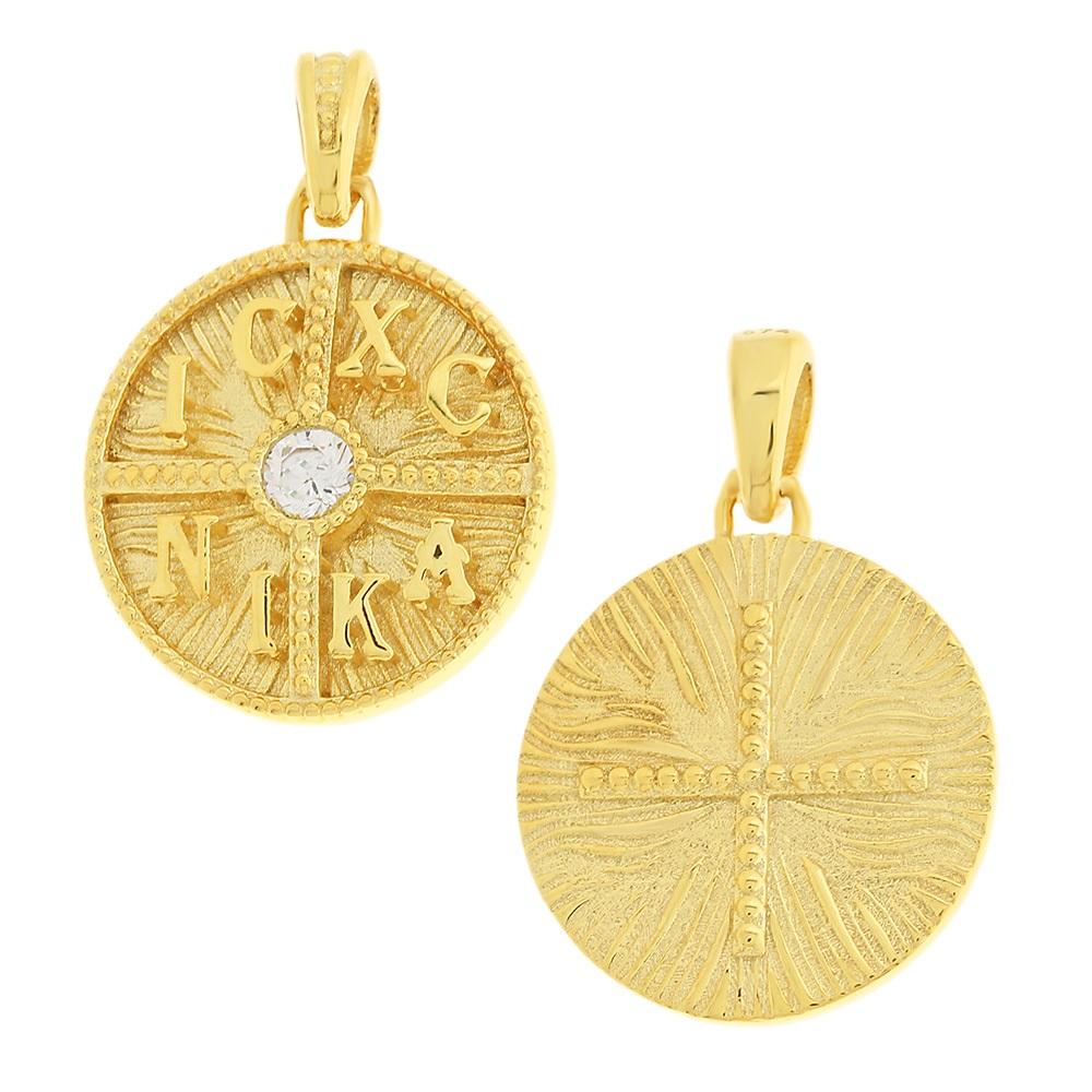 CHRISTIAN CHARMS Double Sided Amulet SENZIO Collection K9 Yellow Gold with Zircon Stones 3KR.D560P