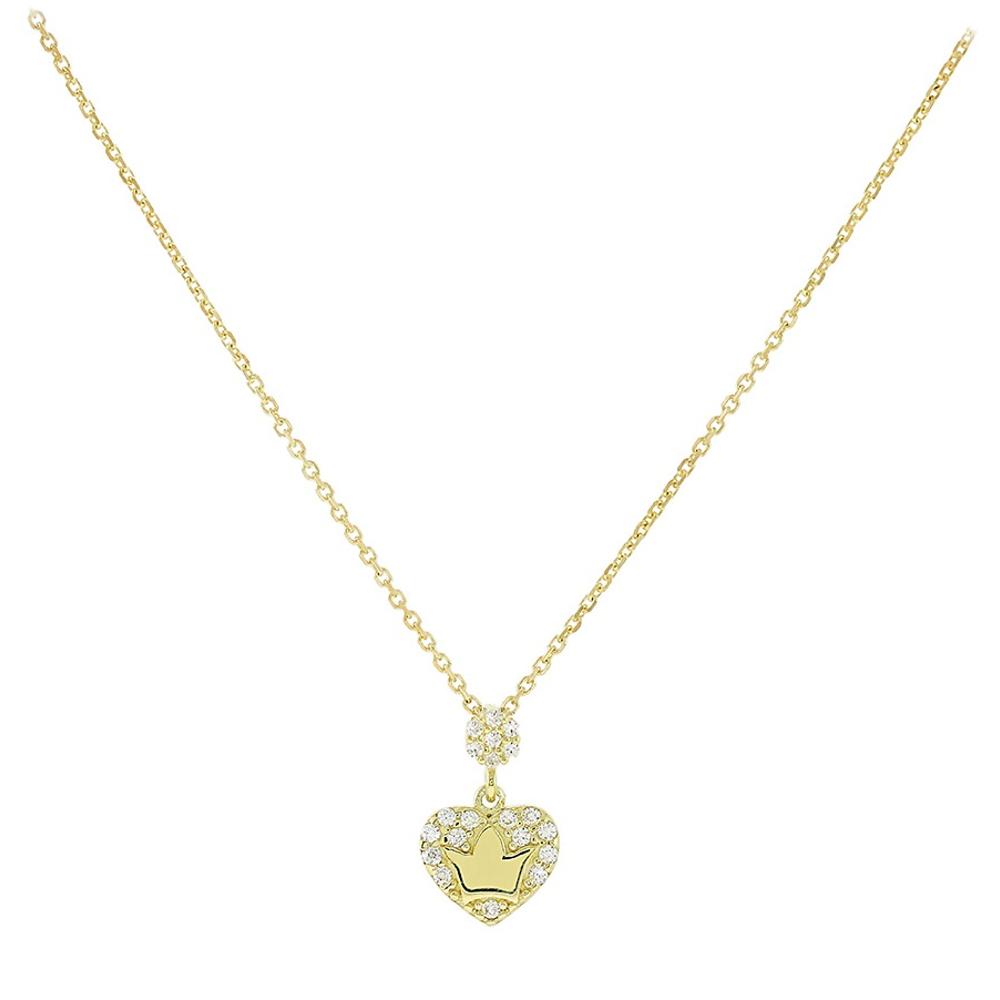 NECKLACE Heart SENZIO Collecion K9 Yellow Gold with Zircon Stones 3PE.1302C