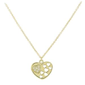 NECKLACE Heart SENZIO Collecion K9 Yellow Gold with Zircon Stones 3PE.1307C - 50845