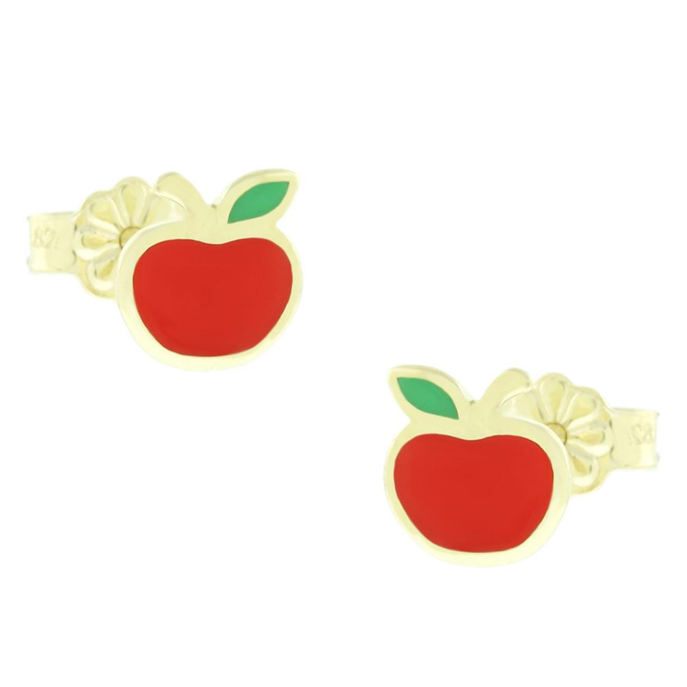 EARRINGS ApplesYellow Gold K9 with Enamel 3PE.17OR