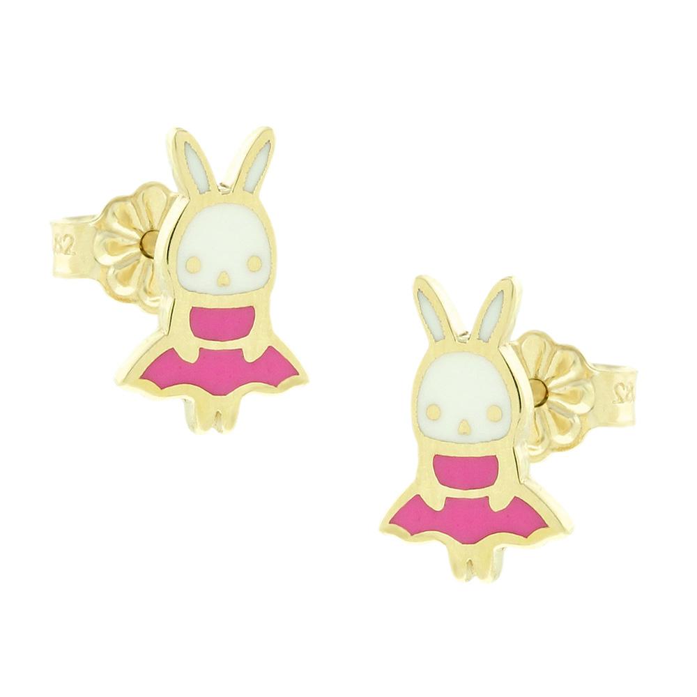 EARRINGS Kids Yellow Gold K9 with Enamel 3PE.18OR