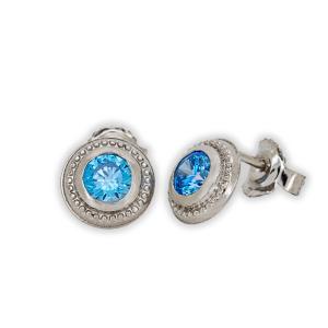 EARRINGS Sollitaire K9 White Gold with Zircon Stones 3RAZ.0013BOR.AQ - 61933