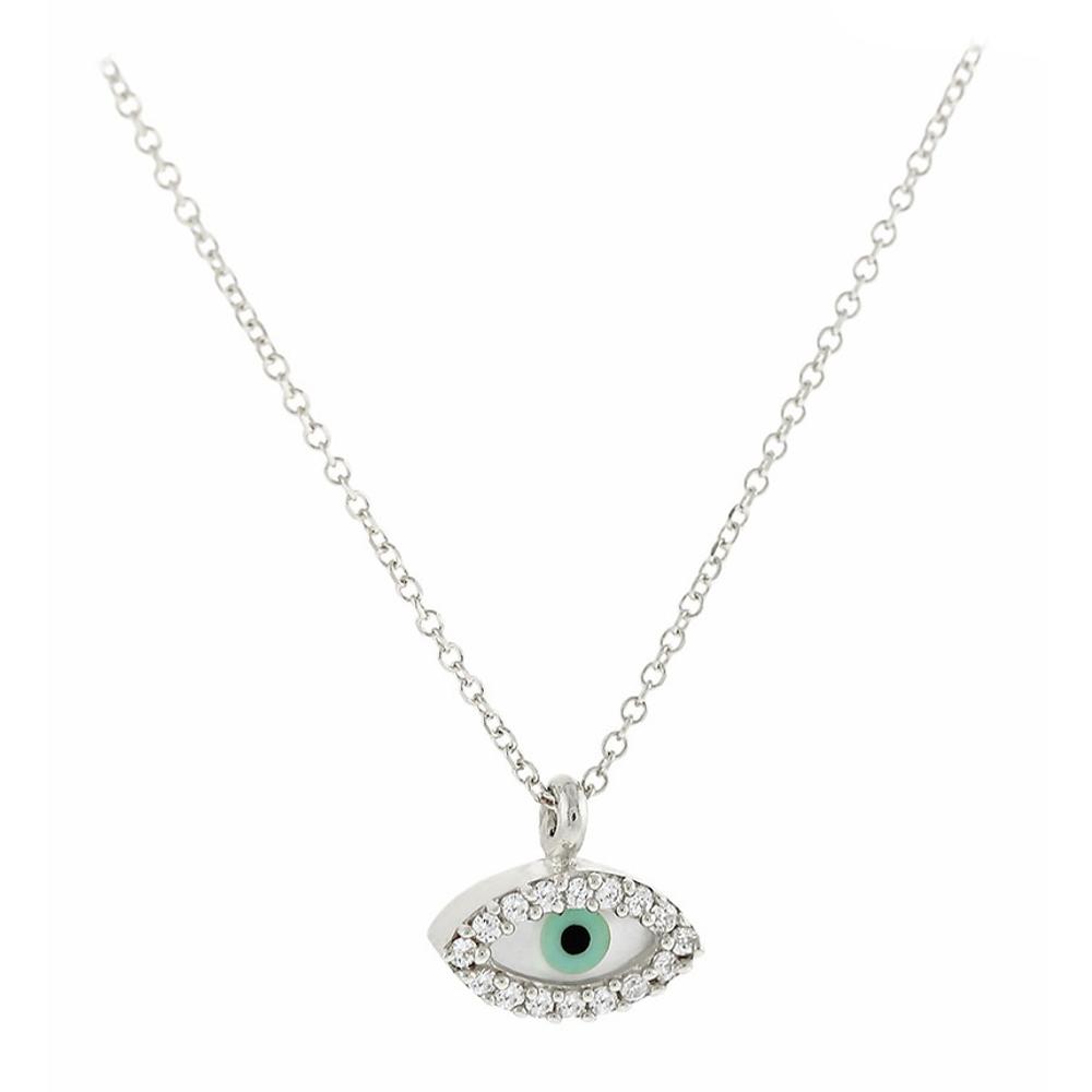 NECKLACE Eyelet 9K in White Gold with Zircon Stones 3SOU.01.1218BC