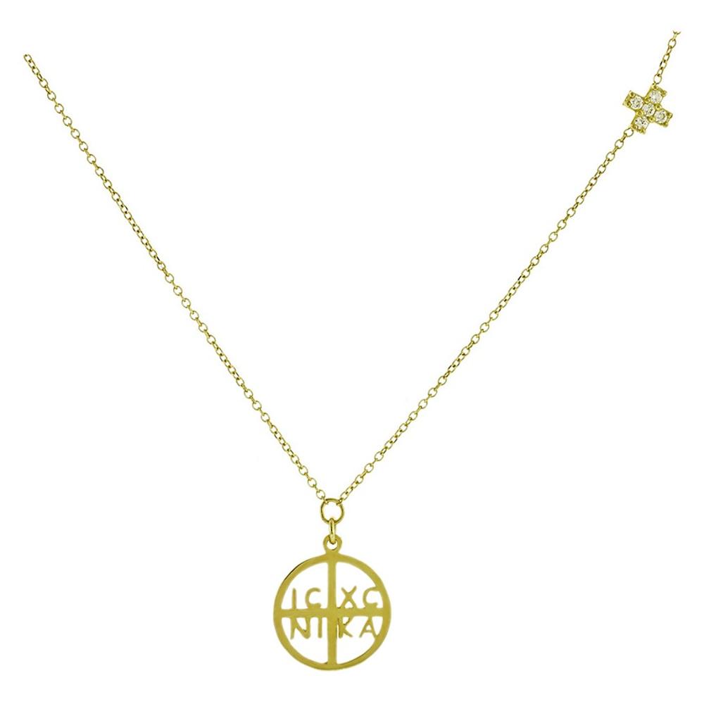 NECKLACE Christian Charms in K9 Yellow Gold with Chain and Zircon Stones 3SOU.01.1382C