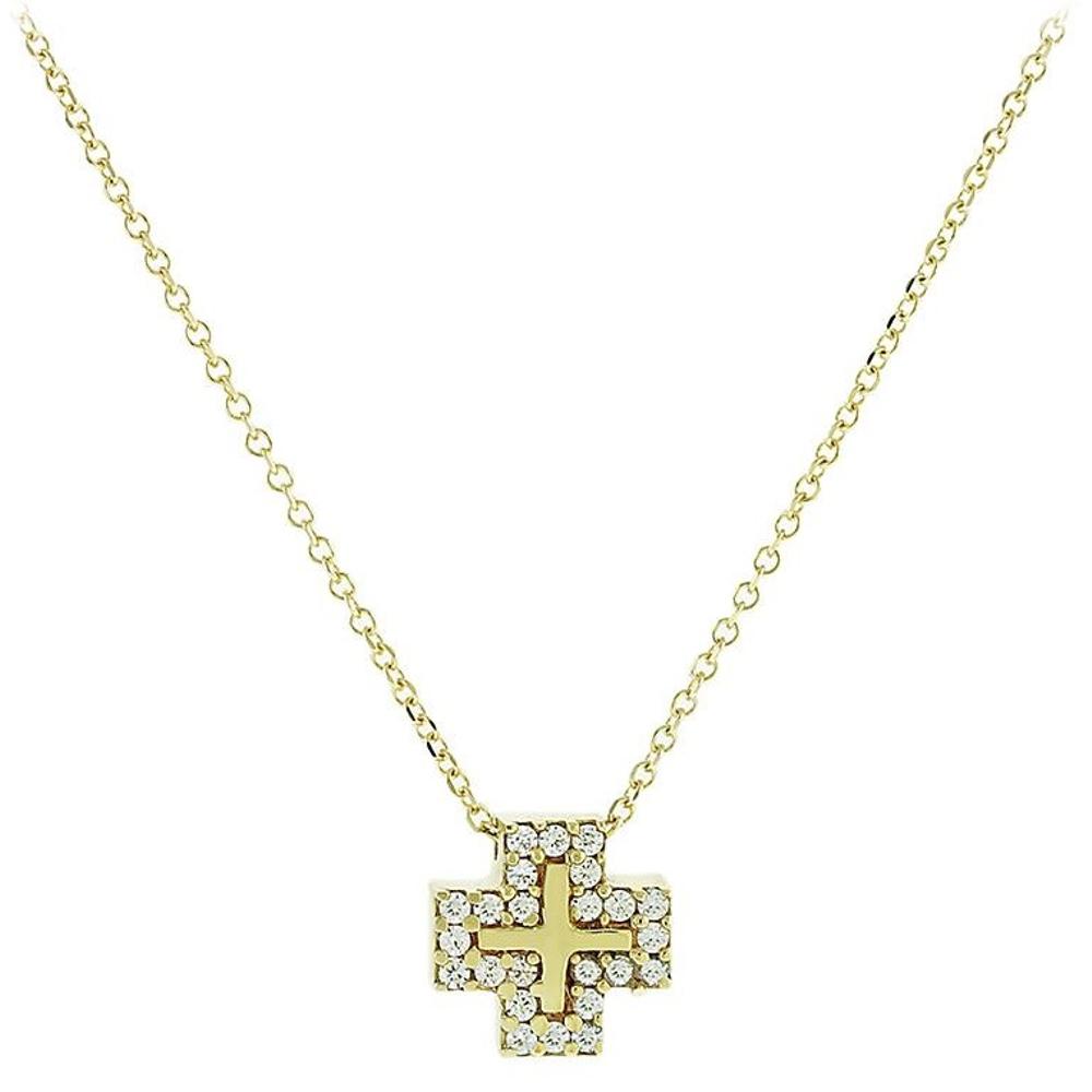 NECKLACE with Cross in Yellow Gold with Chain 9K and Zircon 3SOU.02.1215C