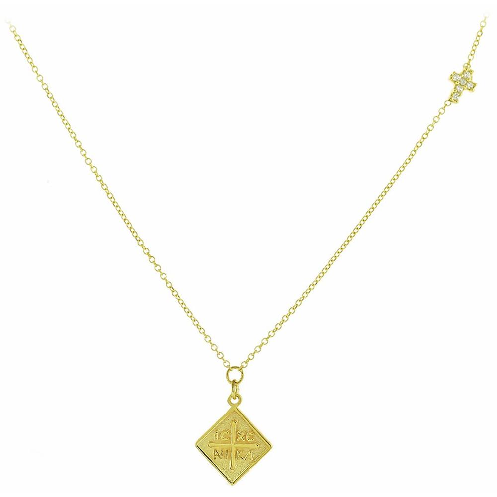 NECKLACE Christian Charms in 9K Yellow Gold with Chain and Zircon Stones 3SOU.02.1381C