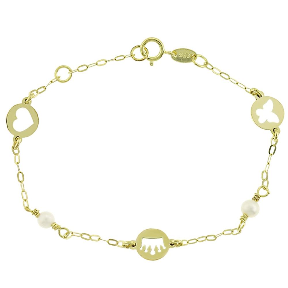 BRACELET Kids SENZIO Collection K9 Yellow Gold with Pearls 3SOU.1151B 