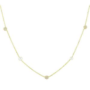 NECKLACE SENZIO Collection K9 Yellow Gold with Zircon Stones and Pearls 3SOU.1453C - 52984