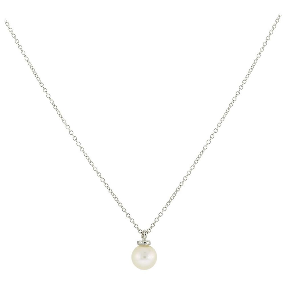 NECKLACE Single Stone White Gold K9 with Pearl 3SOU.1462BC