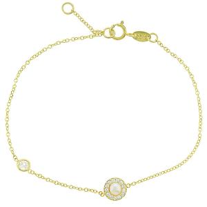 BRACELET Rosette SENZIO Collection K9 Yellow Gold with Pearls and Zircon Stones 3SOU.1504B - 52973