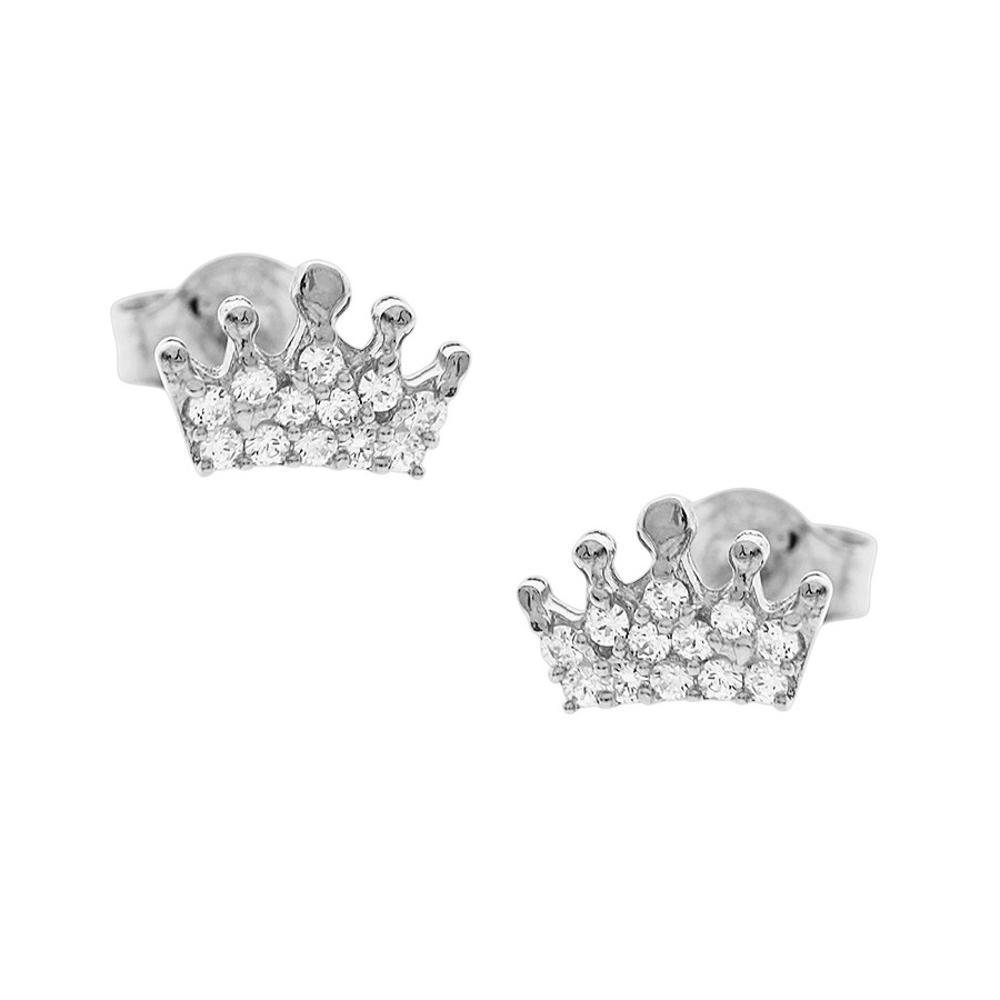 EARRINGS Crowns White Gold K9 with Zircon 3SOU.800LSK