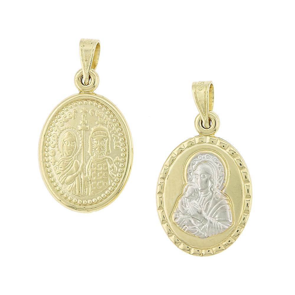 VIRGIN MARY Double Sided SENZIO Collection K9 Yellow & White Gold 3VAR.D9P