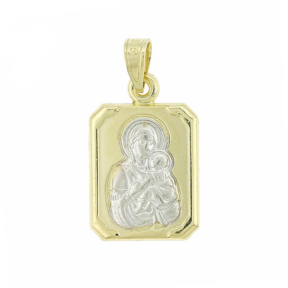 VIRGIN MARY Bicolor 9K Yellow and White Gold 3VAR.02.7P