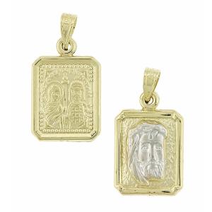 PENDANT Christ Double Sided Two Color 9K Yellow and White Gold 3VAR.03.D1P - 20680